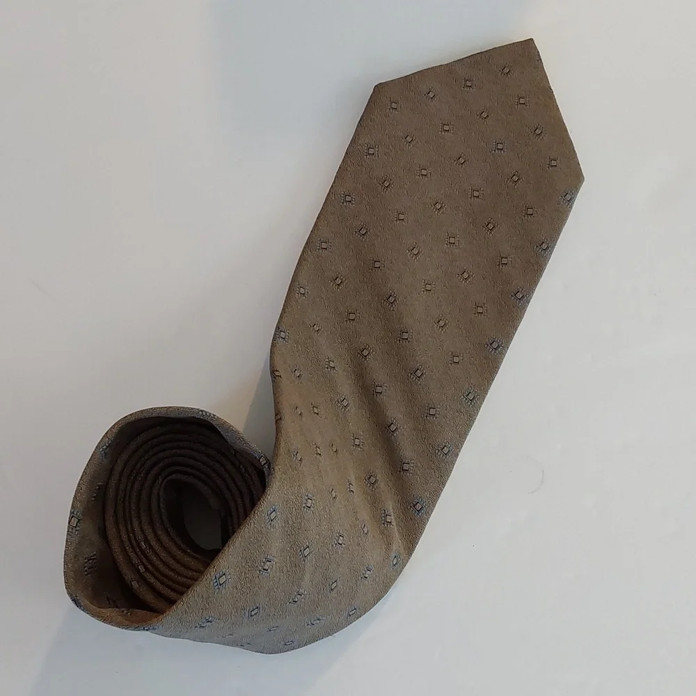 Robert Talbott Studio Mens Silk Tan and Blue Patterned Tie Neutral Sz.58'